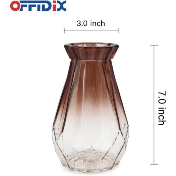 Glass Vase Gradient Multicolor with Geometric Faceted Design Art - Picture 3 of 7